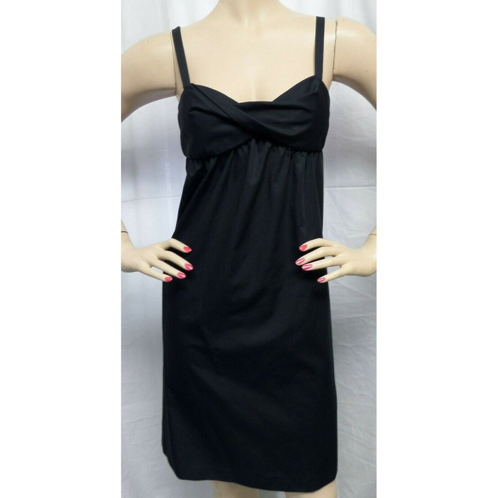 LOFT BLACK TWIST FRONT A-LINE SLIT POCKET CAREER CASUAL DRESS SIZE: 2